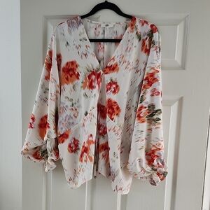Entro Floral Blouse - Red and White